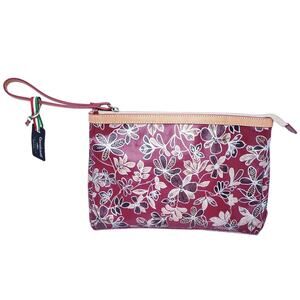 NWT CAVALCANTI Collection Italian Large Floral Clutch Wristlet Handbag Purse Red